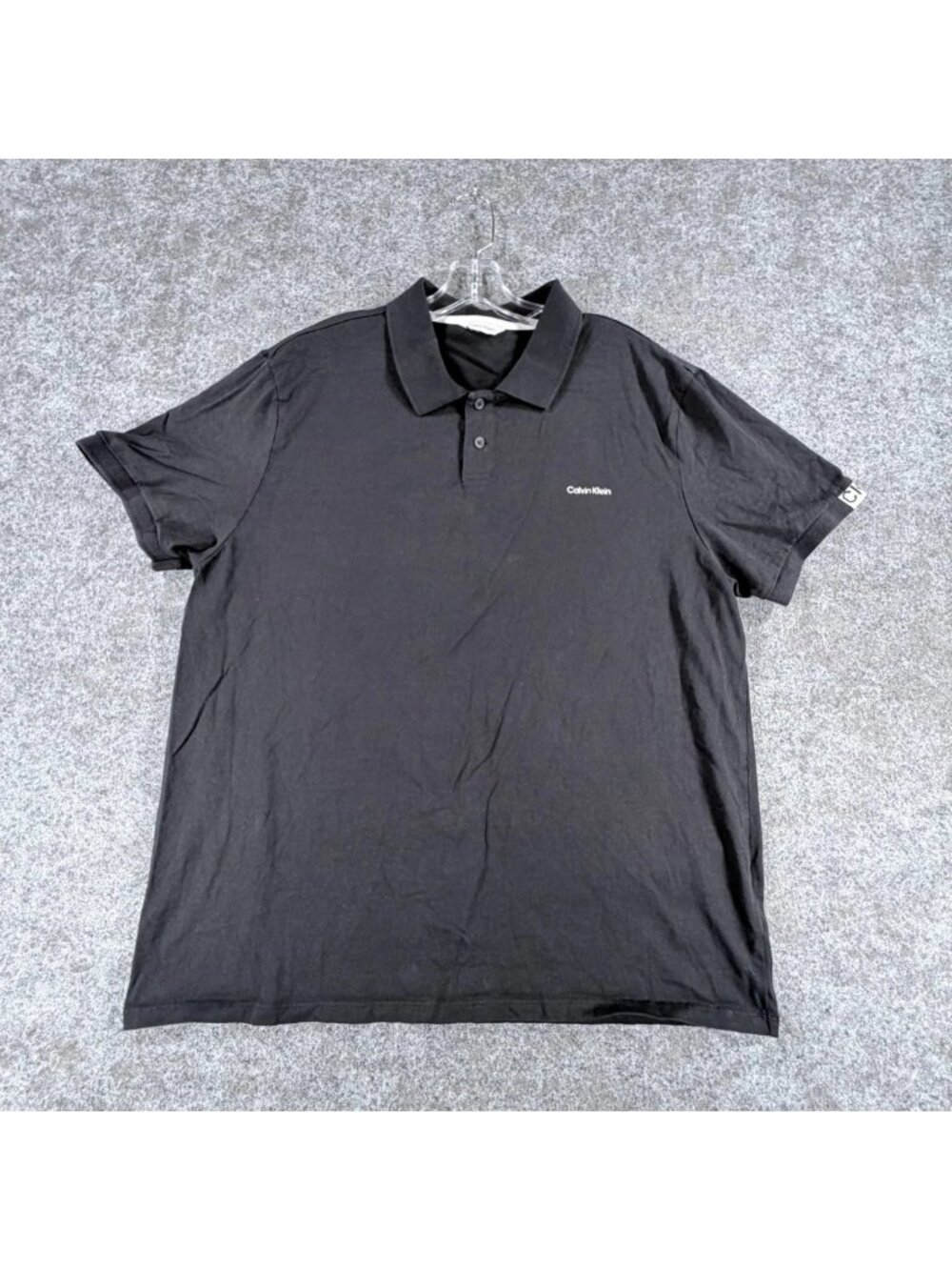 Calvin Klein Short Sleeve Polo Shirt Mens Black Cotton Regular Fit Comfort